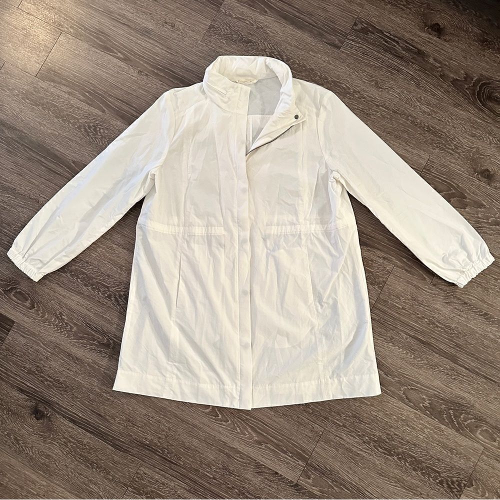 Eileen Fisher White Trench Coat Lightweight Cotton Blend